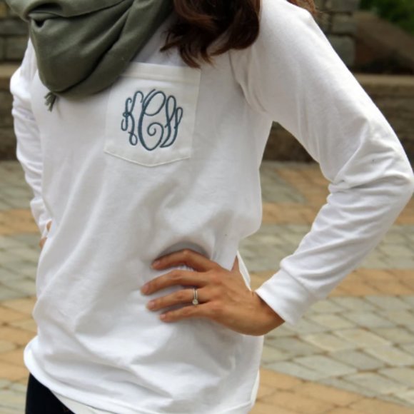 Monogram Long Sleeve Pocket Tee Shirt